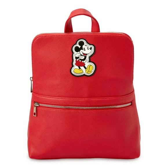 Disney Store Mickey Mouse Faux Leather Red Fashion Backpack Purse Bag NWT